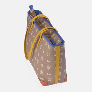 Bolso "EL CABALLO" shopping dos asas camel tricolor - Imagen 2